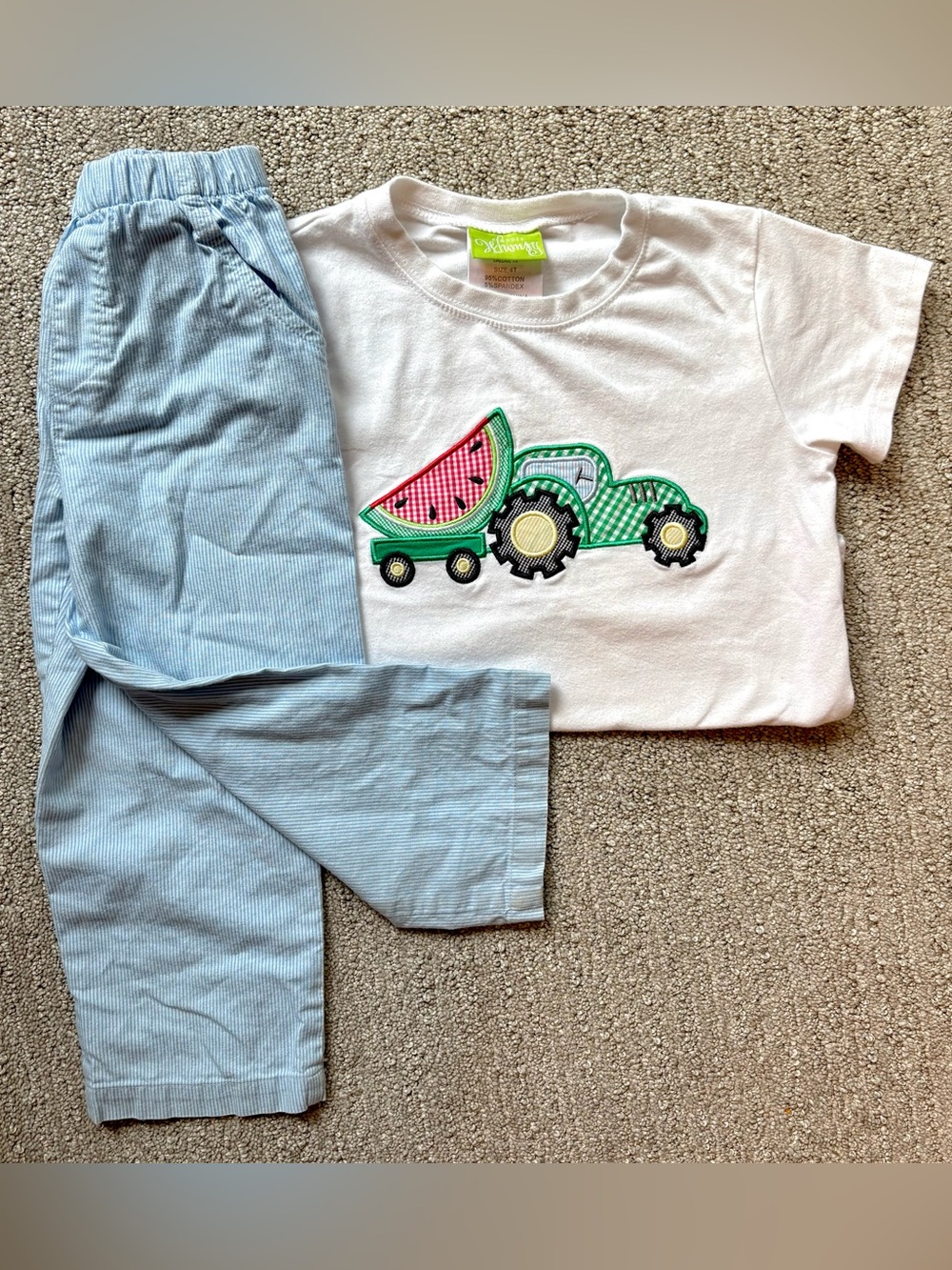 Bailey Boys Pants and Classic Whimsy Short Sleeve Tractor Set sz 4t